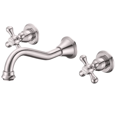 Novatto RIA Two Handle Wall Mount Bathroom Faucet in Brushed Nickel NBF-W03BN